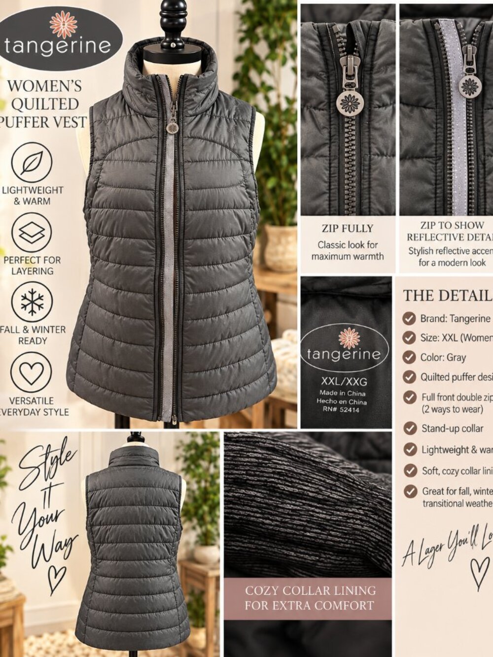 Cute Lightweight Quilted Puffer Vest
